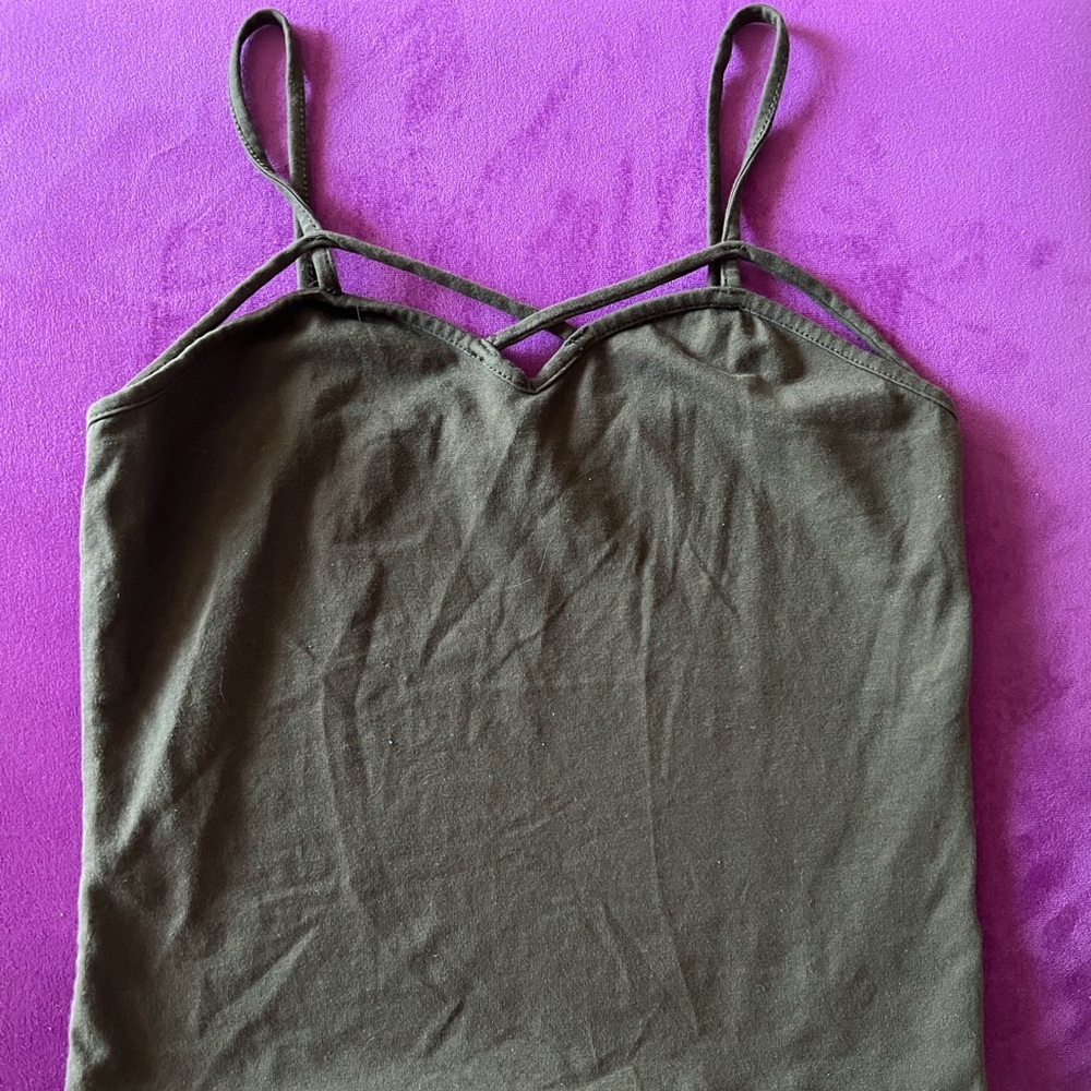 Olive green strapped crop top